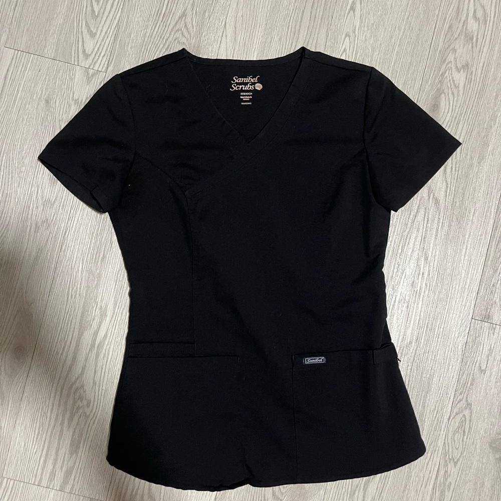 Women's Black V-Neck Scrub Top